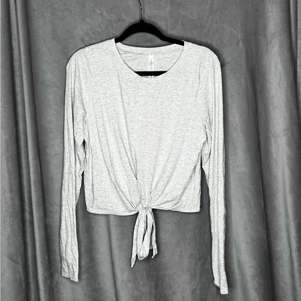 Lululemon Athletica Light Gray Tie-Front Blouse